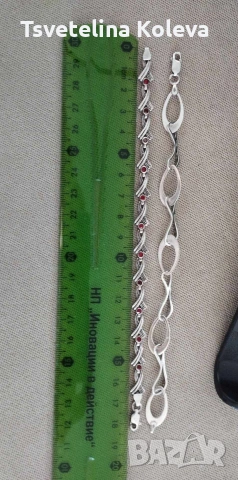 Масивни сребърни гривнички с Рубин и Цирконий, снимка 5 - Гривни - 53763252