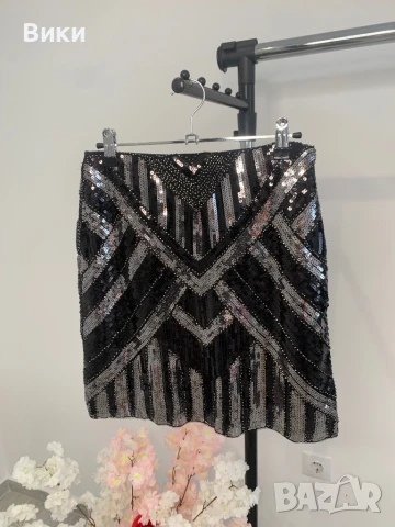 Пола с паети и маниста в размер М, снимка 5 - Поли - 50739032