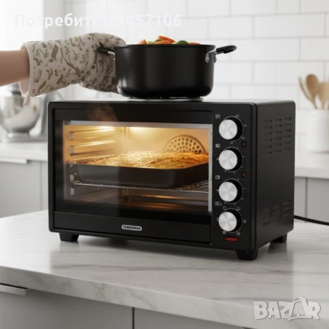 Компактна печка Termomax – фурна + два керамични котлона в едно, снимка 3 - Печки, фурни - 52494535