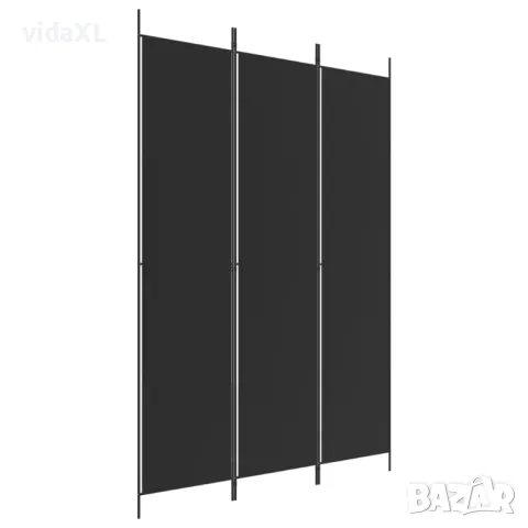 vidaXL Параван за стая, 3 панела, черен, 150x220 см, плат（SKU:350197）, снимка 1 - Портманта - 48526338