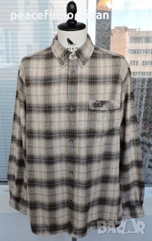 Jack Wolfskin Men`s Beige/Black Long Sleeve Checked Shirt -мъжка  риза за спорт и туризъм размер XL 