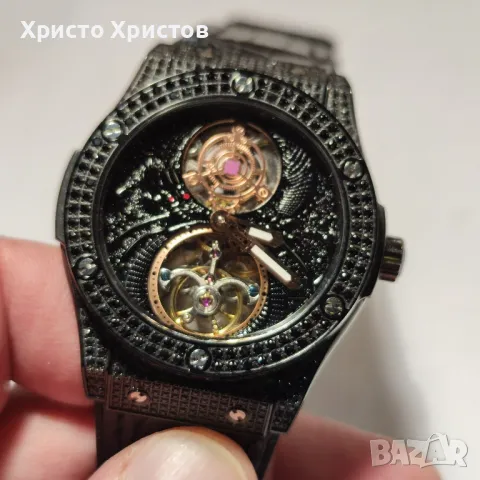 Мъжки луксозен часовник Hublot Tourbillon Skeleton Open case , снимка 2 - Мъжки - 47112530