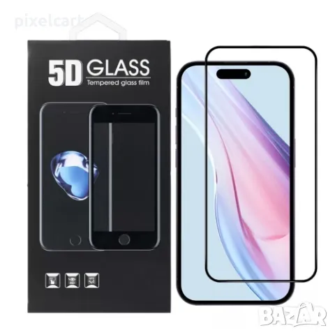 Стъклен Протектор 5D Full Glue за iPhone 16 Pro Max, Черен, снимка 2 - Фолия, протектори - 47902537