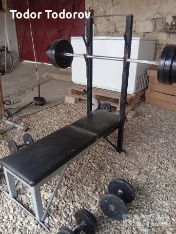 Продавам щанга , тежести 100кг , и лежанка , снимка 6 - Фитнес уреди - 53928344