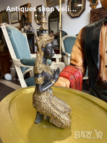 Тайландска бронзова фигура №7861 , снимка 3 - Антикварни и старинни предмети - 53463305