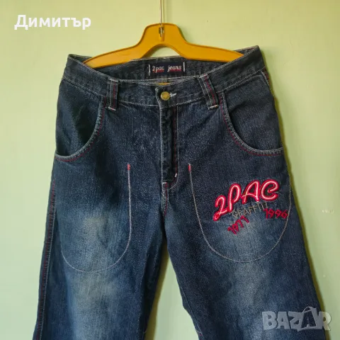 2pac дънки jeans Tupac Shakur Makaveli Hiphop rap hip-hop рап  Wu tang Eminem , снимка 2 - Дънки - 47208681