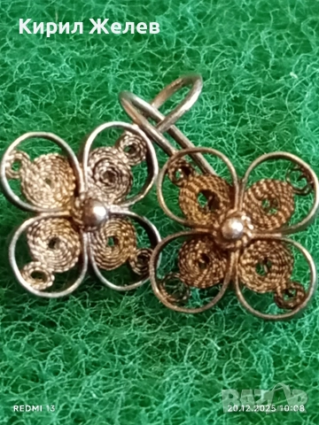 ВИНТИДЖ СРЕБЪРНИ ФИЛИГРАННИ ОБЕЦИ с ФЛОРАЛЕН МОТИВ РЪЧНА ИЗРАБОТКА 34058