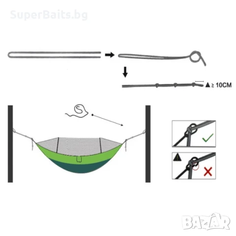 Олекотен хамак с мрежа против насекоми, снимка 6 - Къмпинг мебели - 51093107