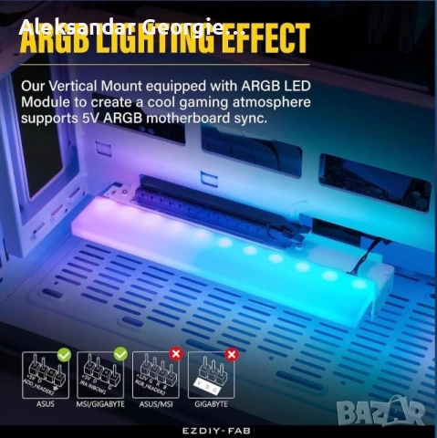 Вертикален монтаж за видеокарта EZ DIY, снимка 7 - Видеокарти - 53656228