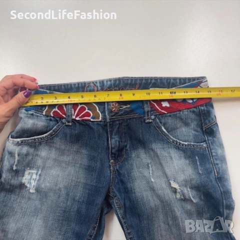 Дамски дънки Desigual Slim Fit с бродирана талия, размер 36, снимка 4 - Дънки - 52266449