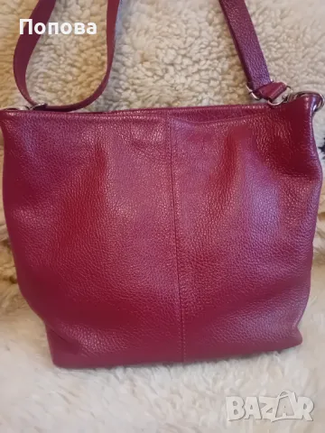 Червена италианска чанта естествена кожа , снимка 7 - Чанти - 50051520