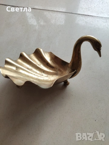 Красив Лебед от стар месинг, снимка 2 - Антикварни и старинни предмети - 53438399