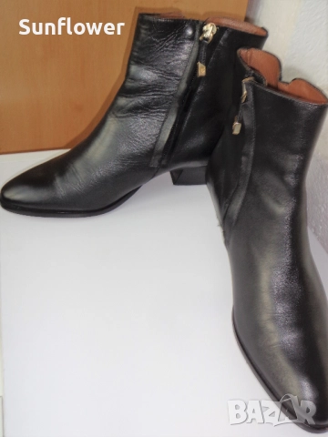 Черни боти от естествена кожа Massimo Dutti, размер EU 40, снимка 4 - Дамски боти - 52090481