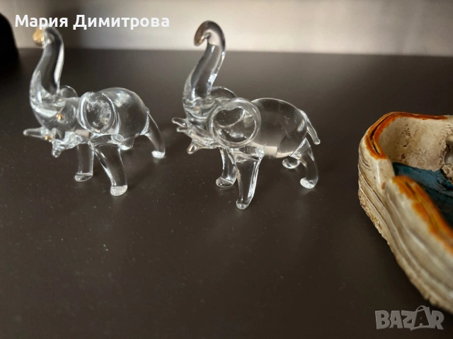Стъклени слончета и пепелник с костенурка, снимка 2 - Други ценни предмети - 53651314
