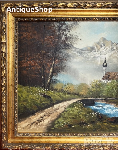 Картина. Планински пейзаж. Масло върху канава., снимка 2 - Картини - 52961878