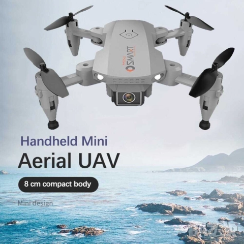 Мини дрон с 4K камера, 450 mAh, 2.4G, 100 м, 13x11x3 см, Сив