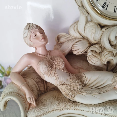 Арт Деко часовник+статуетка, снимка 2 - Стенни часовници - 50720464