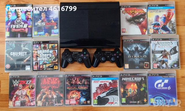 [ PS3 ХАК > 500GB PlayStation 3 Super Slim с 2 джойстика и 40 игри