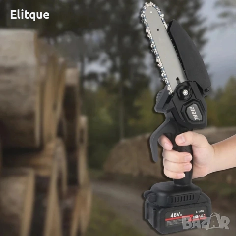 Акумулаторен мини верижен трион 6", Комплект с 2 батерии 6000mAh и куфар