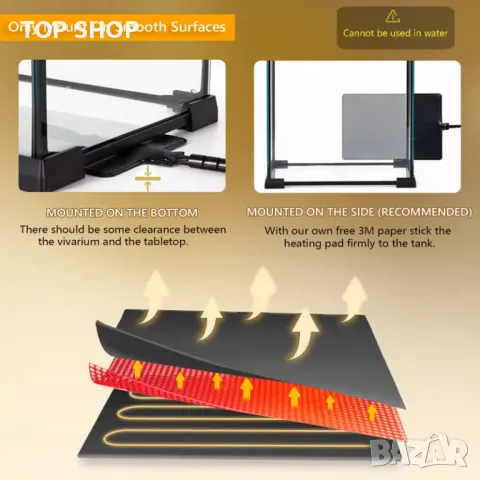 Термични постелки за терариуми с термостат Термична подложка за влечуги Костенурка Змии Гущер Гекон, снимка 6 - Терариуми и оборудване - 49049711
