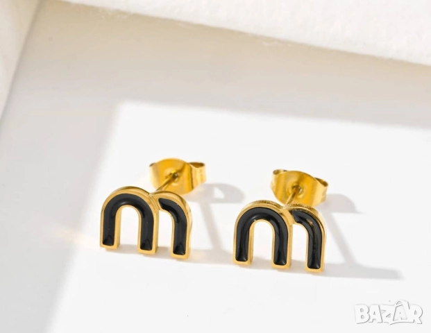 обеци от висококачествена медицинска стомана miu miu, снимка 2 - Обеци - 52093064