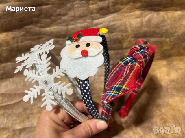 Коледни диадеми ръчна изработка диадема червено каре диадема дядо Коледа , снимка 6 - Аксесоари за коса - 52797529