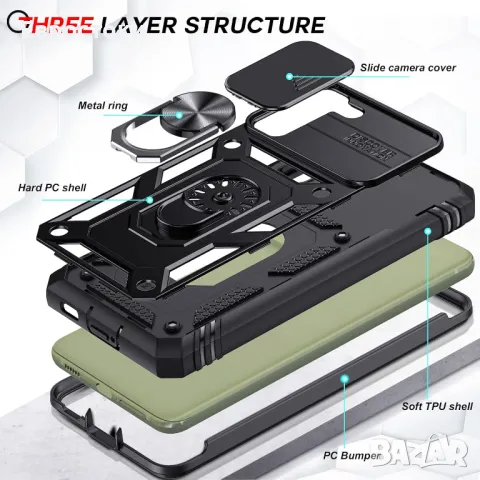 Калъф LeYi за Samsung S21-FE 5G/ Galaxy S21 FE с плъзгащ се капак, снимка 3 - Калъфи, кейсове - 49831935