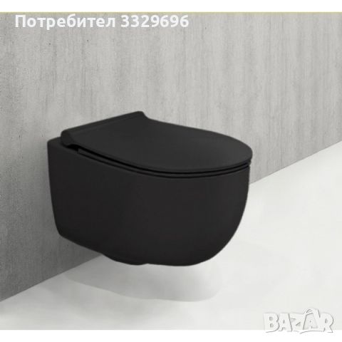 Bocchi Tondo Rimless конзолна WC черен мат, тънък капак