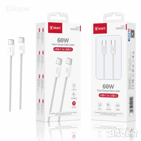 Кабел за бързо зареждане, SJX320CC ,USB-C to USB-C, снимка 2 - Кабели и адаптери - 52840082