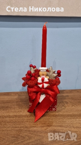 Ръчно изработени Коледни свещници и декорации със скандинавски мъх, снимка 12 - Декорация за дома - 52639912