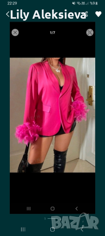 Розово сако със перо, снимка 1 - Сака - 45040510