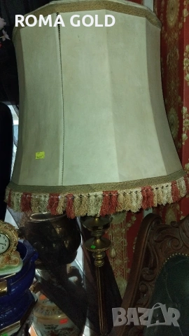 месингови лампи с текстилни абажури, снимка 3 - Настолни лампи - 54267481