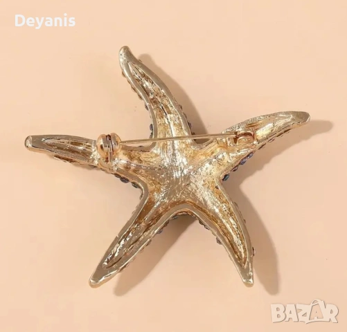 Брошка моска звезда в синьо - подходящ подарък за учителка, майка, за жени, снимка 3 - Други - 53719719