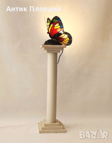 Лампа Tiffany стил – червена пеперуда, снимка 5 - Настолни лампи - 51655966