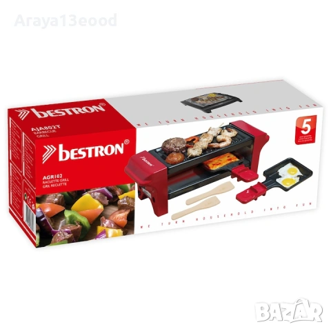 BESTRON AGR102 Малка грил - скара 2 в 1, червено/черно 350 W, снимка 4 - Скари - 53827789