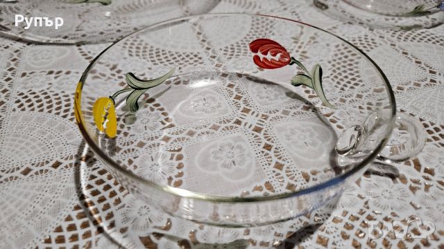 Рисувани стъклени чинийки, снимка 2 - Чинии - 46420963