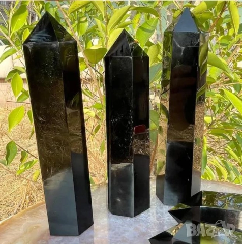 Вулканично Стъкло Пирамидален Обелиск Монокристал Полиран Черен Обсидиан Пазител Камък Закрилник