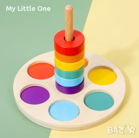 Дървена цветна нанизка, снимка 2 - Образователни игри - 50998177