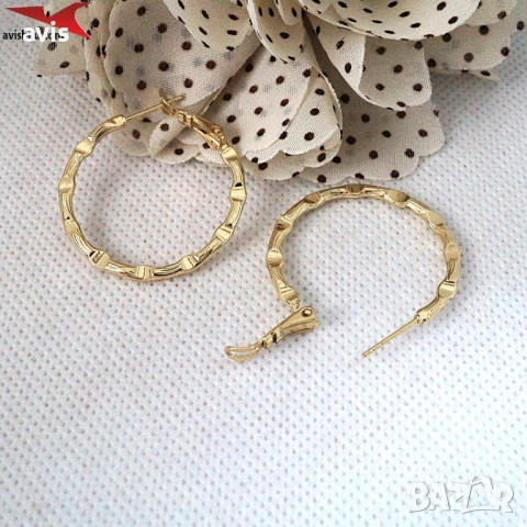 Обеци с 14К златно покритие 2141868, снимка 2 - Обеци - 53559640