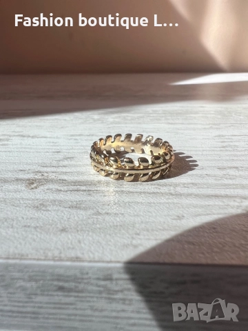 Златист пръстен с формата на лавров венец ❤️, снимка 3 - Пръстени - 52247792