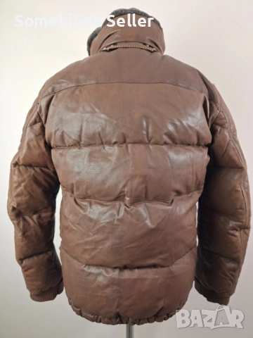 Parajumpers Goat Leather Down Jacket Size L Кожено Пухено Яке Мъжко, снимка 10 - Якета - 53708914