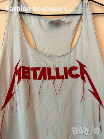 Metallica потник L размер 100% памук H&M марка ❤️, снимка 2 - Потници - 46052763