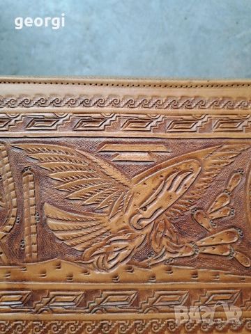 кожена чанта портмоне от естествена кожа с ацтекски мотиви 33/1, снимка 4 - Портфейли, портмонета - 53393820