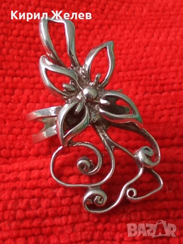 РАЗКОШЕН ФЛОРАЛЕН СРЕБЪРЕН ПРЪСТЕН СРЕБРО 925 ИЗЯЩНА ФИНА МАЙСТОРСКА АЖУРНА РЪЧНА ИЗРАБОТКА 30618, снимка 10 - Пръстени - 50340567