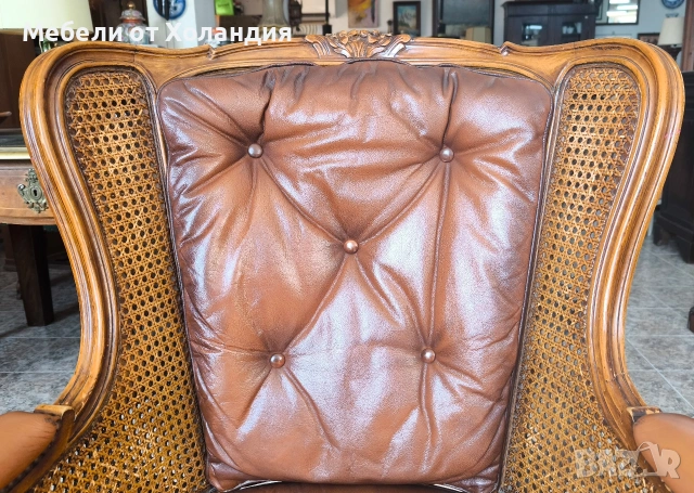 Кресло Луи с естествена кожа, снимка 8 - Дивани и мека мебел - 53381601