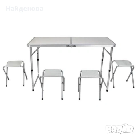 Комплект сгъваема алуминиева маса с 4 стола 