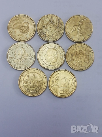 лот от 8 броя-20 евроцента различни държави, снимка 6 - Нумизматика и бонистика - 47993294