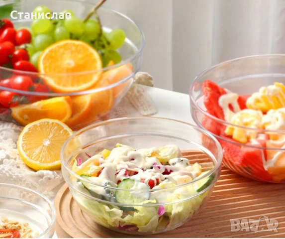 Комплект 3 броя стъклени купи, снимка 1