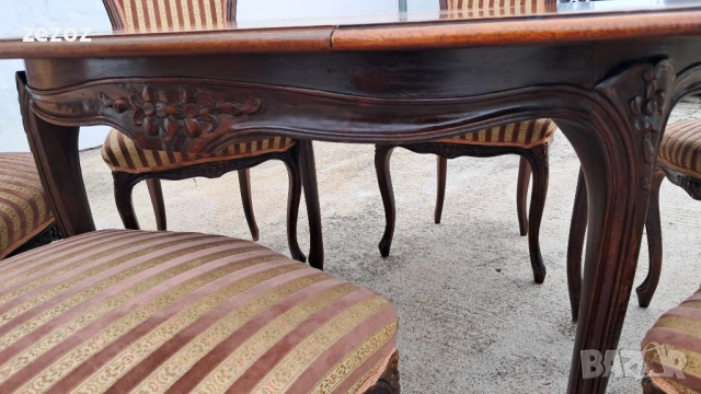 Комплект маса и шест стола масив, снимка 4 - Маси - 53942884