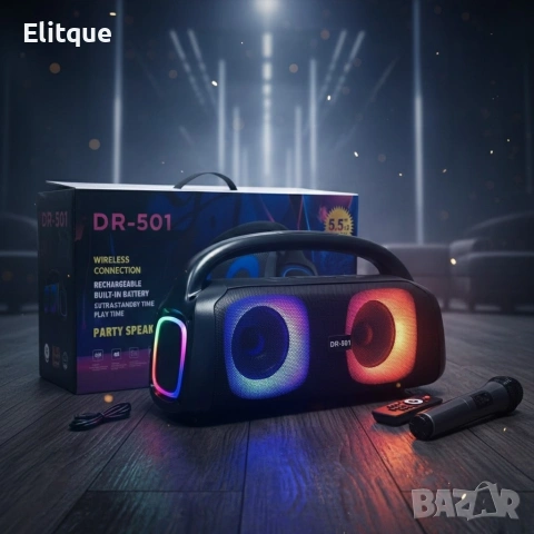 Парти тонколона 2 × 5.25" – 40 W RMS, Bluetooth, RGB LED светлини, батерия 3600 mAh, снимка 2 - Тонколони - 53187326